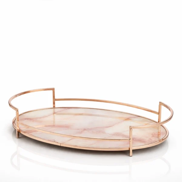 Δίσκος Οβάλ χρυσός με σχέδιο plexiglass DM-0490