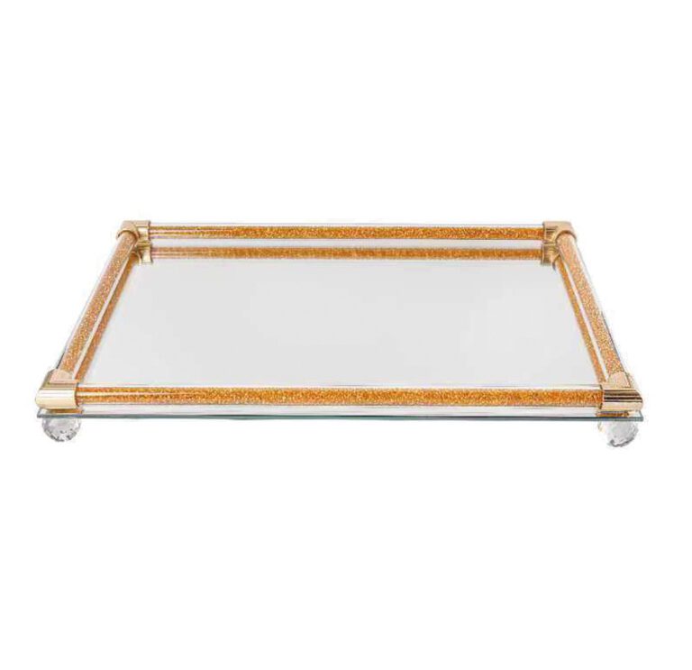 Δίσκος Παραλληλόγραμμος με καθρέφτη και glitter ΔΜ-0610